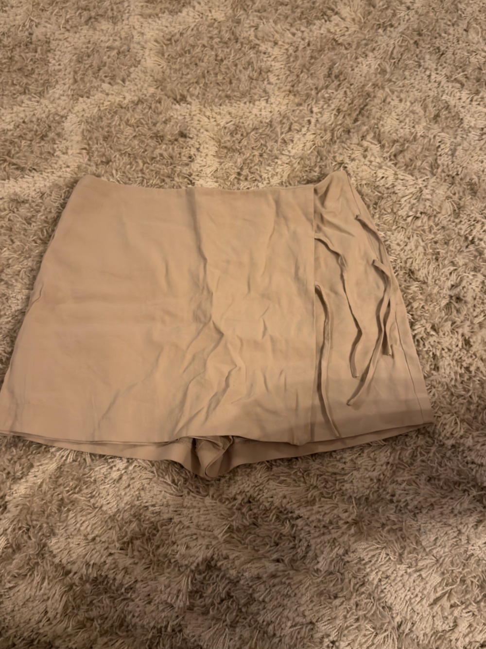 Stradivarius Beige Wrap-Style Mini Skort